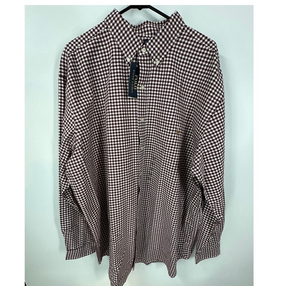 Polo Ralph Lauren Men's Classic Gingham Oxford Woven Button Down Shirt 2XLT Red